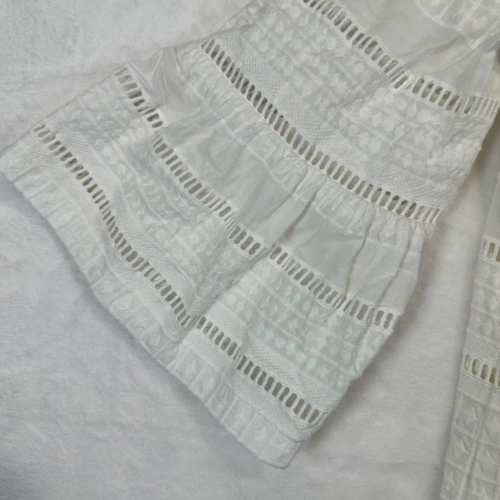 J.Crew Eyelet Shift Dress 2 White Bell Sleeve Cotton Womens - Picture 7 of 8